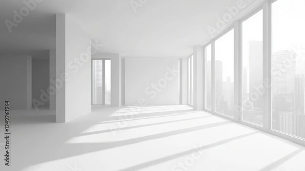 Fototapeta modern white empty office space with city view