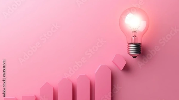 Fototapeta Bright light bulb concept studio digital art creative environment close-up view innovation inspiration