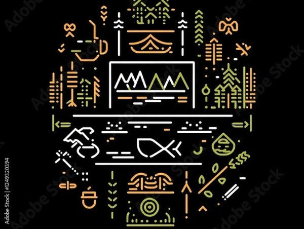 Fototapeta Elegant Geometric Forest Lake Logo