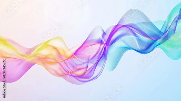 Fototapeta Colorful abstract wave pattern with gradient hues on white background