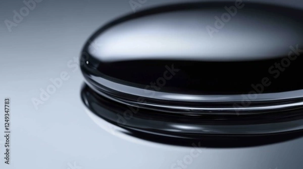 Fototapeta A close-up of a smooth black stone with a glossy surface reflecting light.