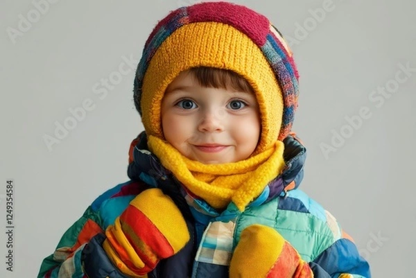 Fototapeta Charming Child in Colorful Snowsuit
