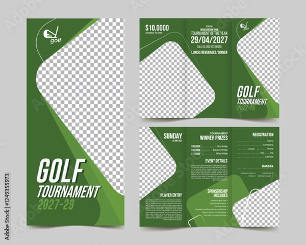 Obraz golf trifold brochure design template, golf events sports template