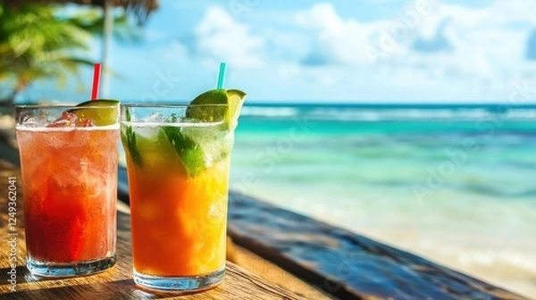 Fototapeta Beachside Bar Serving Refreshing Cocktails