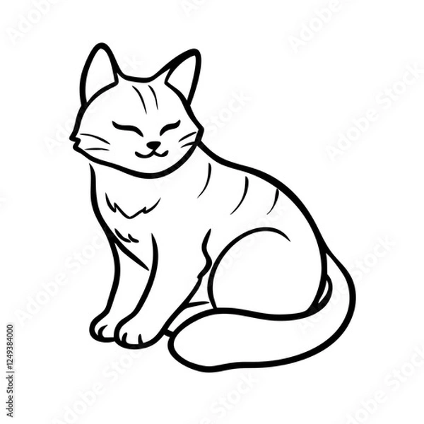 Fototapeta A charming cat face icon with expressive eyes and whiskers, ideal for social media avatars and stickers.