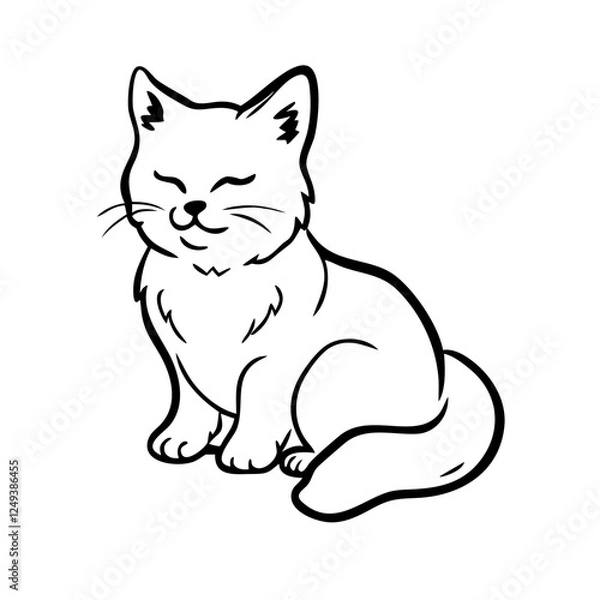 Fototapeta A modern, flat-design cat icon with sharp, clean lines, perfect for pet-related websites, apps, and branding.
