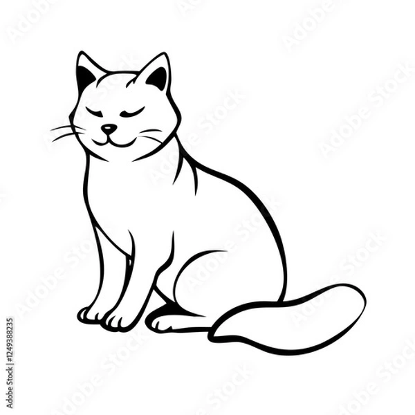 Fototapeta A modern, flat-design cat icon with sharp, clean lines, perfect for pet-related websites, apps, and branding.