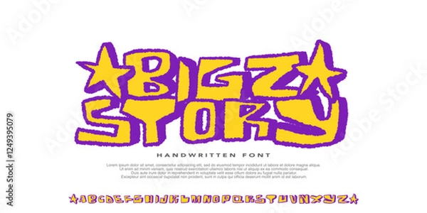 Obraz Original Handwritten Cartoon Font, Typeface Uppercase Alphabet, Awesome Artwork Font for Surfing,Film,Urban,Sport,Game, Fashion,Streetwear.Vector Illustration