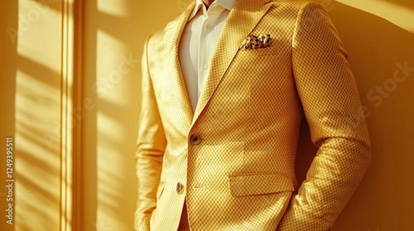 Fototapeta businessman in a gold suit, a symbol of luxury, success and wealth,