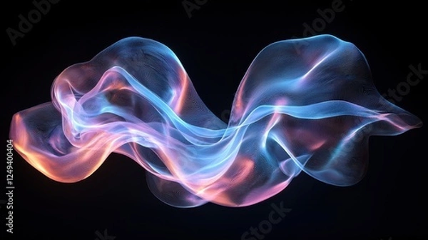 Fototapeta Colorful Waves of Light Flowing Gracefully on a Dark Background