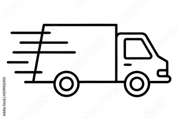 Fototapeta Fast Shipping Delivery Truck Icon - Flat Design for Apps and Websites