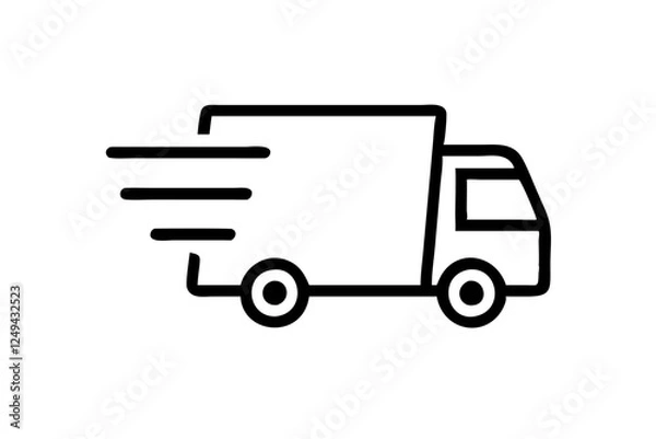 Fototapeta Fast Shipping Delivery Truck Icon - Flat Design for Apps and Websites