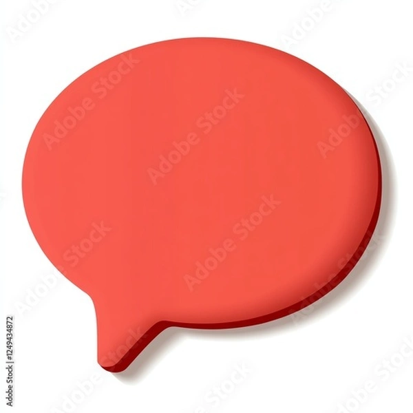 Fototapeta A simple, vibrant red speech bubble shape, often used in communication, dialogue, or social media contexts.