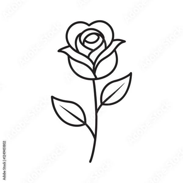 Obraz Outline rose vector illustration
