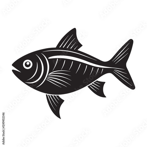 Obraz Black fish vector silhouette design