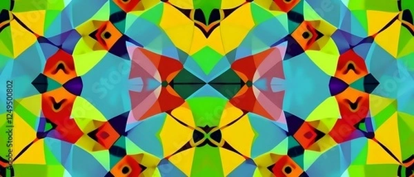 Fototapeta Abstract Geometric Art with Colorful Birds | Modern Digital Design