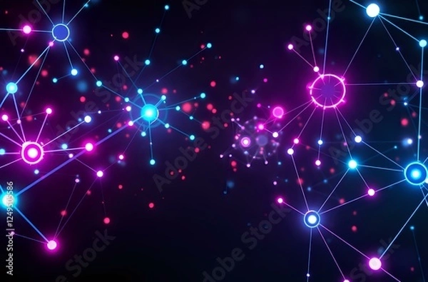 Obraz Futuristic Abstract Node Design on Dark Background