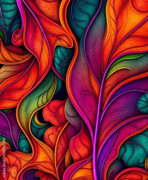 Fototapeta Abstract Leaf Art: Vibrant Color E-motion