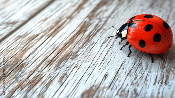Fototapeta ladybug on a wooden background