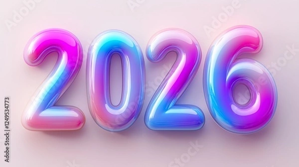 Fototapeta text 2026 3d style isolated on background, New Year
