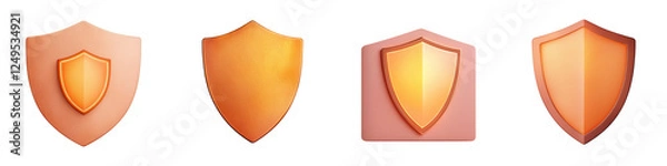 Obraz Colorful Shield Icons in Various Styles for Digital Design Projects