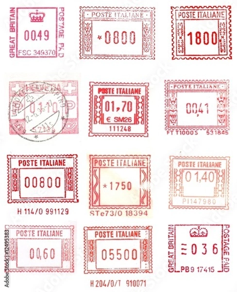 Obraz red postage stamps rectangular