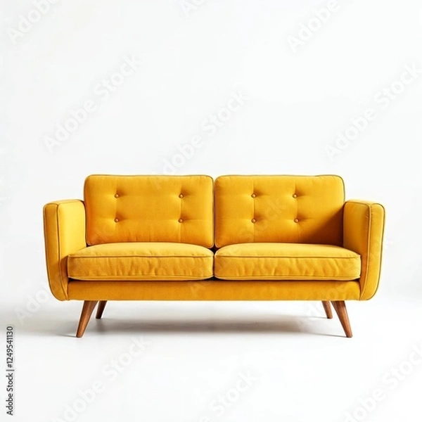 Fototapeta 3D Sofa Model, Modern Couch Mockup, Minimalist Living Room Furniture, High-Quality Digital Render on White Background
