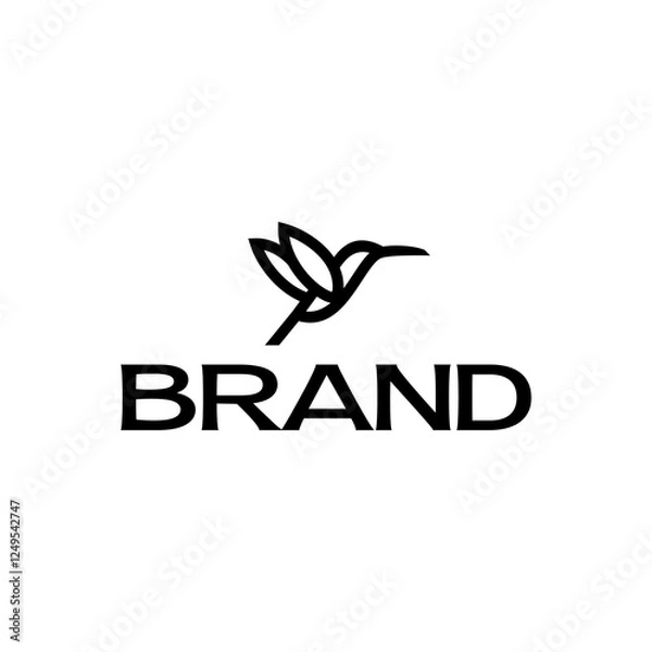 Fototapeta hummingbird colibri bird logo icon line abstract outline monoline vector illustration. abstract nectar bird logo
