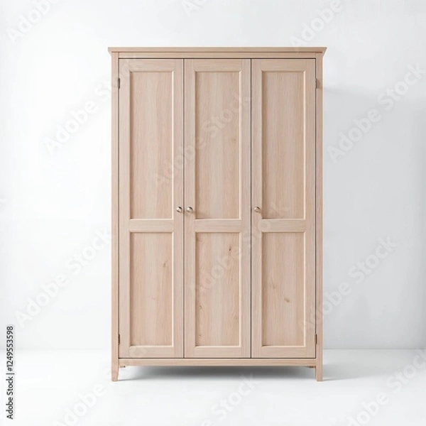 Fototapeta 3D Wardrobe Model, Modern Closet Mockup, Minimalist Storage Design, High-Resolution Digital Render on White Background