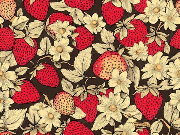 Obraz Strawberry illustration seamless pattern