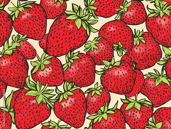 Obraz Strawberry illustration seamless pattern