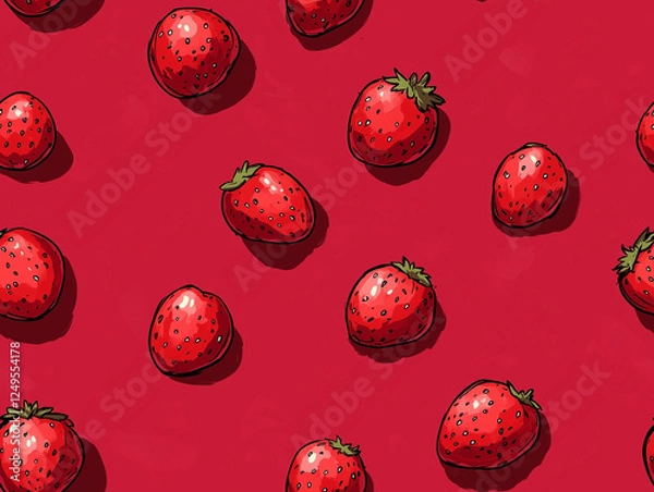 Obraz Strawberry illustration seamless pattern