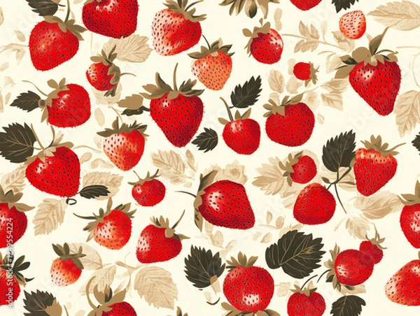 Obraz Strawberry illustration seamless pattern