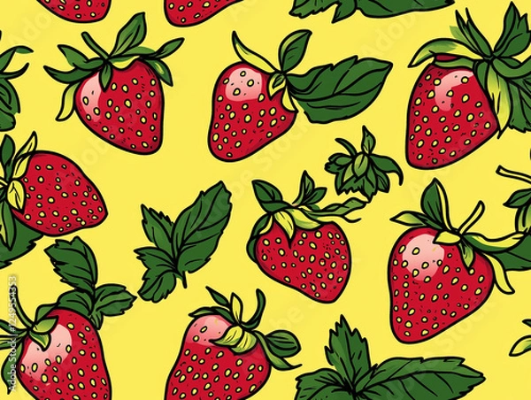 Obraz Strawberry illustration seamless pattern