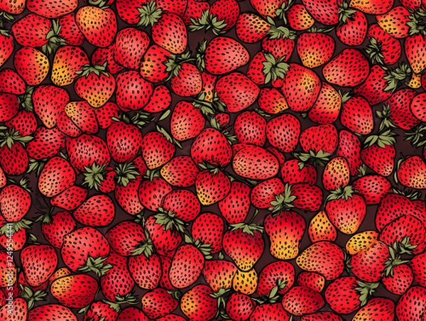 Obraz Strawberry illustration seamless pattern