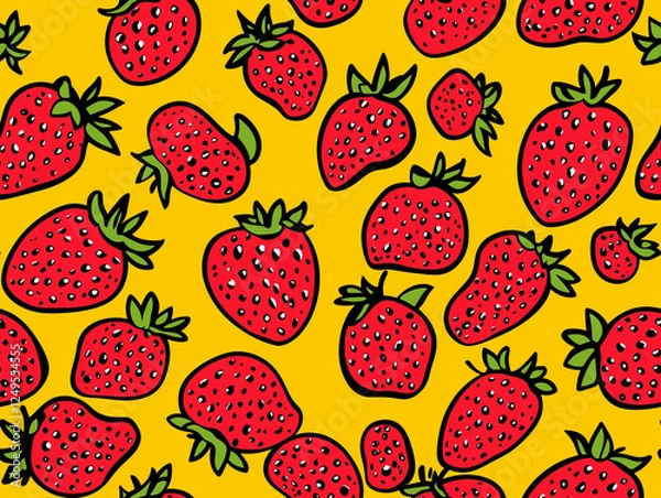 Obraz Strawberry illustration seamless pattern