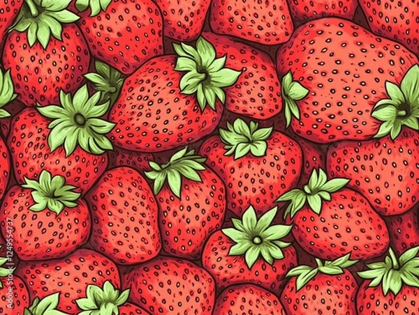 Obraz Strawberry illustration seamless pattern