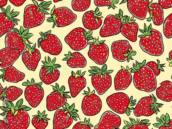 Obraz Strawberry illustration seamless pattern
