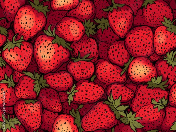 Obraz Strawberry illustration seamless pattern