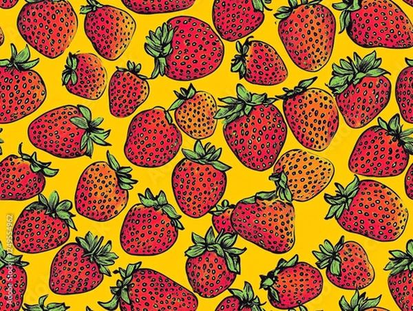 Obraz Strawberry illustration seamless pattern