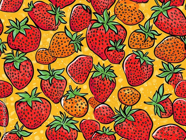 Obraz Strawberry illustration seamless pattern