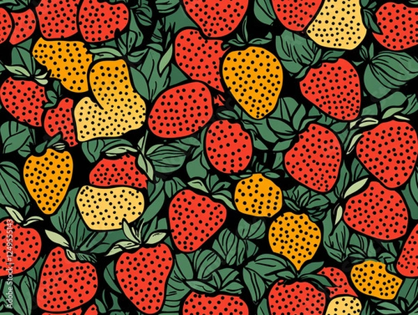 Obraz Strawberry illustration seamless pattern