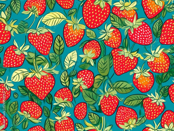 Obraz Strawberry illustration seamless pattern