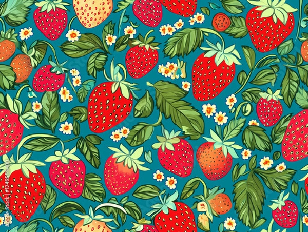 Obraz Strawberry illustration seamless pattern