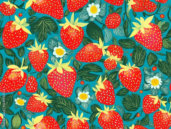 Obraz Strawberry illustration seamless pattern