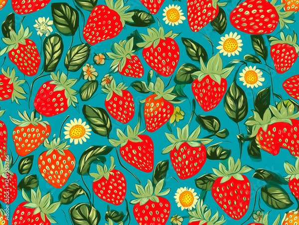 Obraz Strawberry illustration seamless pattern