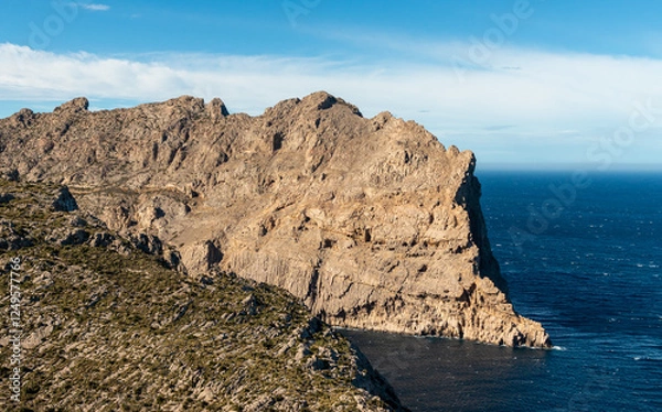 Fototapeta The mountainous coast of Majorca. The mountains enter the sea on the Formentor peninsula.