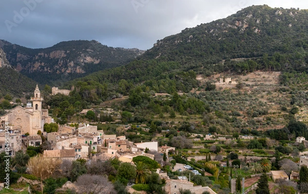 Fototapeta View of the city of Valldemossa in Mallorca, Spain