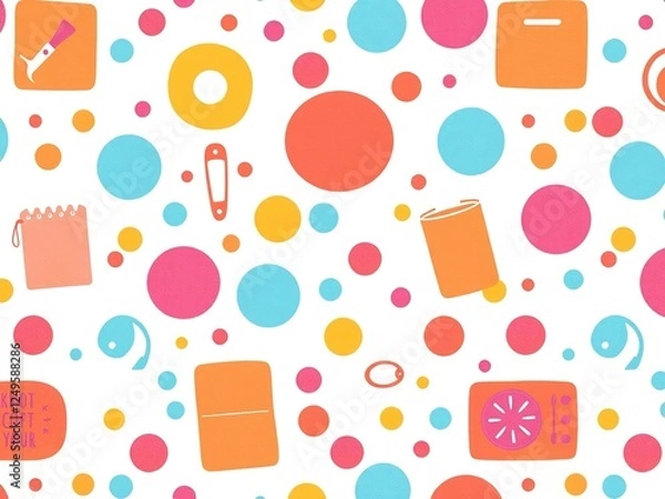 Fototapeta Polka Dot Appliance Background with Geometric Shapes