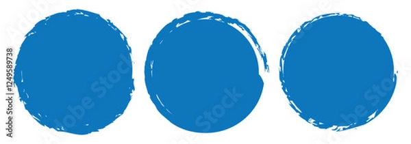 Fototapeta Set of black brush circle. Vector illustration isolated on white background